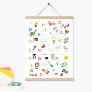 affiche abécédaire éducative pour décoration chambre enfant bébé cadeau naissance anniversaire rentrée