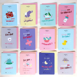 coffret cartes étapes premières fois bébé petits et grands progrès découvertes papeterie cadeau naissance souvenirs kit