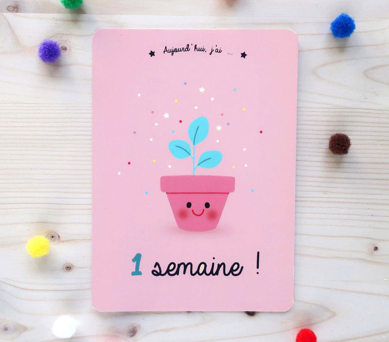 cartes étapes premières semaines bébé petits et grands progrès découvertes papeterie cadeau naissance souvenirs kit