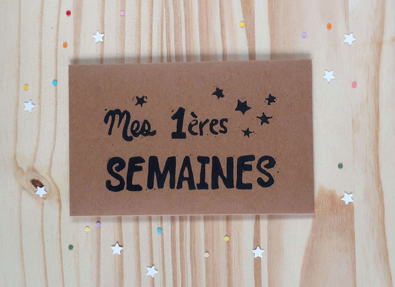 cartes étapes premières semaines bébé petits et grands progrès découvertes papeterie cadeau naissance souvenirs kit