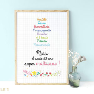 Affiche super maîtresse remerciements cadeaux fin d'année scolaire cadeaux original joli à affiche