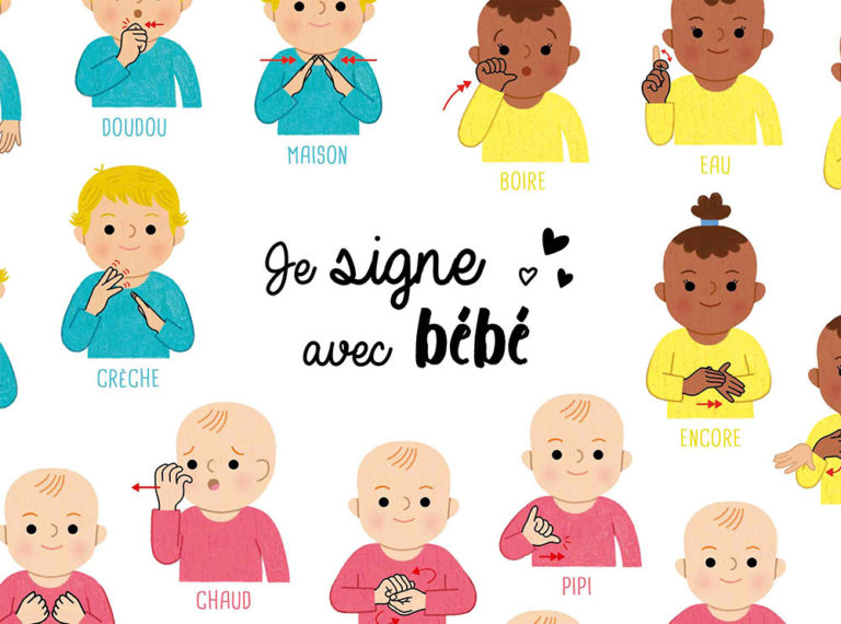 Affiche Je signe avec bébé LSF Coucou Hibou