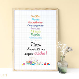 Affiche super crèche remerciements cadeaux fin d'année scolaire cadeaux original joli à afficher encadrer nounou