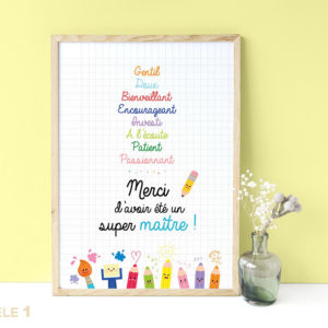 Affiche super maître remerciements cadeaux fin d'année scolaire cadeaux original joli à afficher encadrer