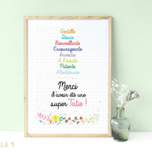 Affiche super tatie remerciements cadeaux fin d'année scolaire cadeaux original joli à afficher encadrer nounou