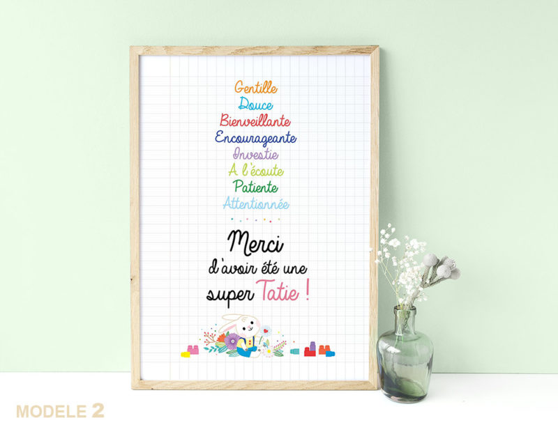 Affiche super tatie remerciements cadeaux fin d'année scolaire cadeaux original joli à afficher encadrer nounou