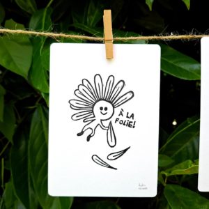paquerette linogravure dessin illustration dandelion nenuphar myrtille muguet persil artichaut petite graine oeuvre unique noir blanc nature fruit fleur