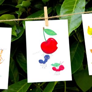 cerise fourmis illustration carte décoration cadeau impression couleur