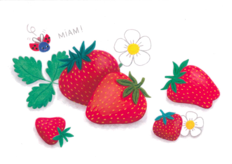 fraises illustration carte décoration cadeau impression couleur