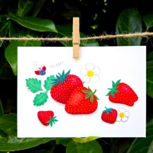 fraises illustration carte décoration cadeau impression couleur