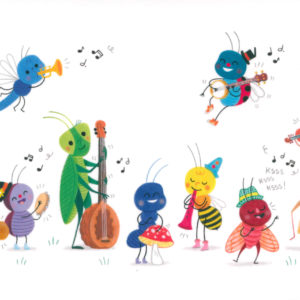 insecte musiciens fanfare illustration carte décoration cadeau impression couleur