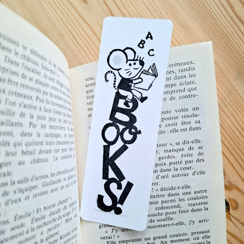 marque-page linogravure livre souris books lettres dévorer livres