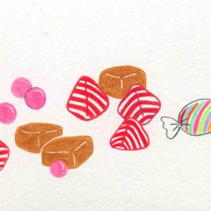 les bonbons illustration originale crayons de couleur