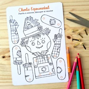 epouvantail pantin articulé atelier créatif activitée enfant petit grand colorier découper assembles monter création bricolage