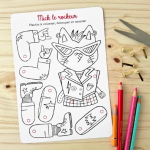 pantin articulé rockeur atelier créatif activité enfant petit grand colorier découper assembles monter création bricolage